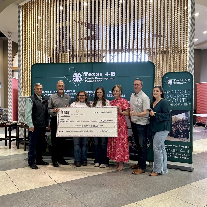 A donation ceremony for the texas 4-h foundation